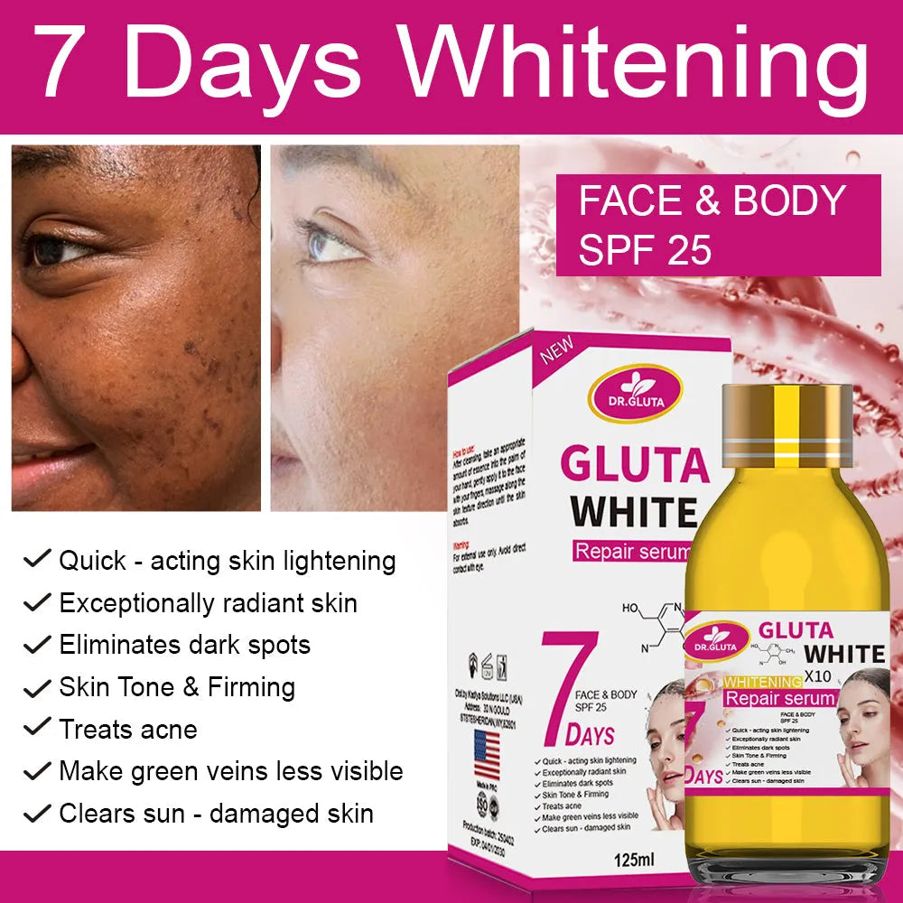Glutathione Whitening Serum 125ml bottle for face brightening and anti-aging treatment
