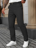 Men's straight leg polyester trousers in four colours: black, apricot, white and grey