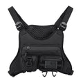 Outdoor sports chest bag designed as a breathable vest in Oxford cloth, shown in black.