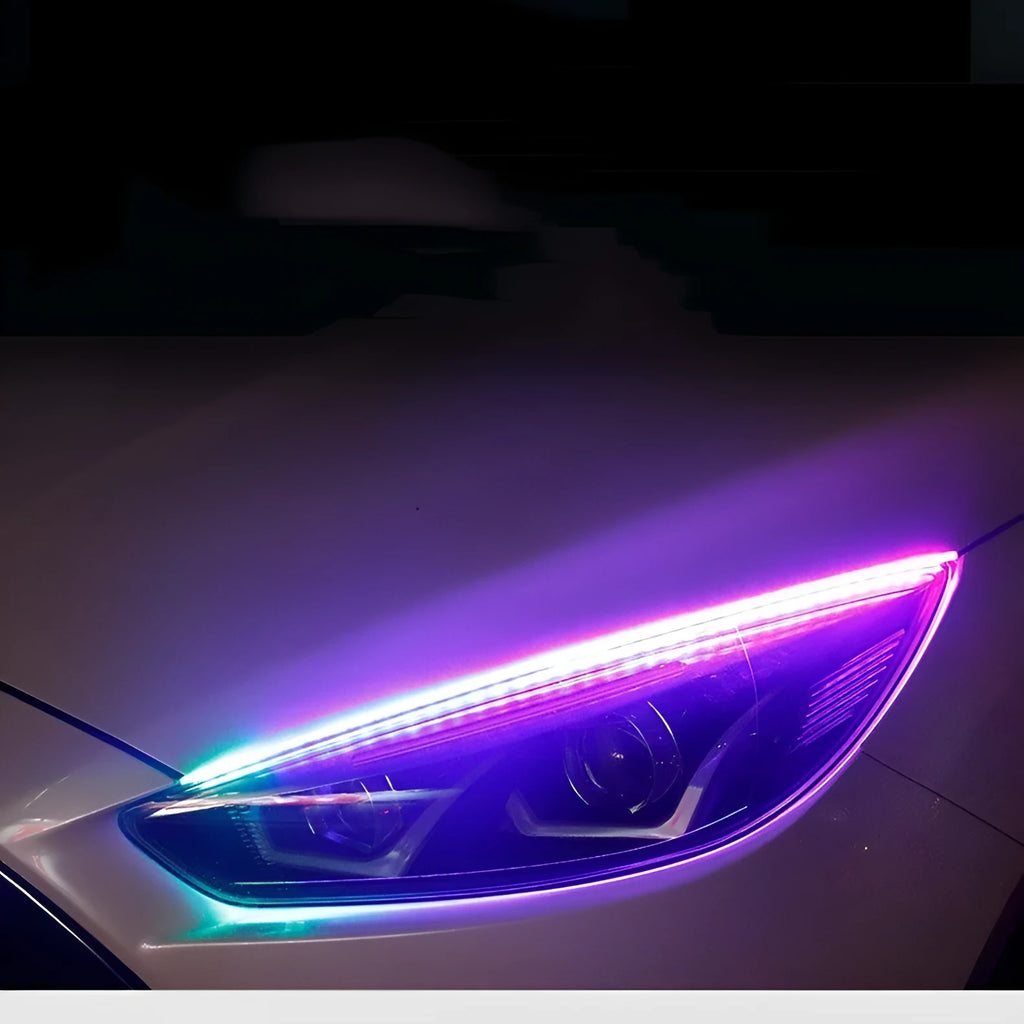 Set of universal LED daytime running lights with remote control for General Motors cars.