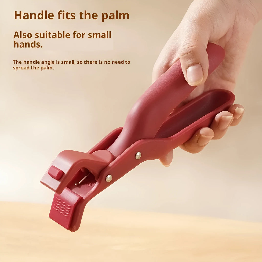 Creative household kitchen silicone anti-scalding clip in carmine and green, PP construction for pot handle protection