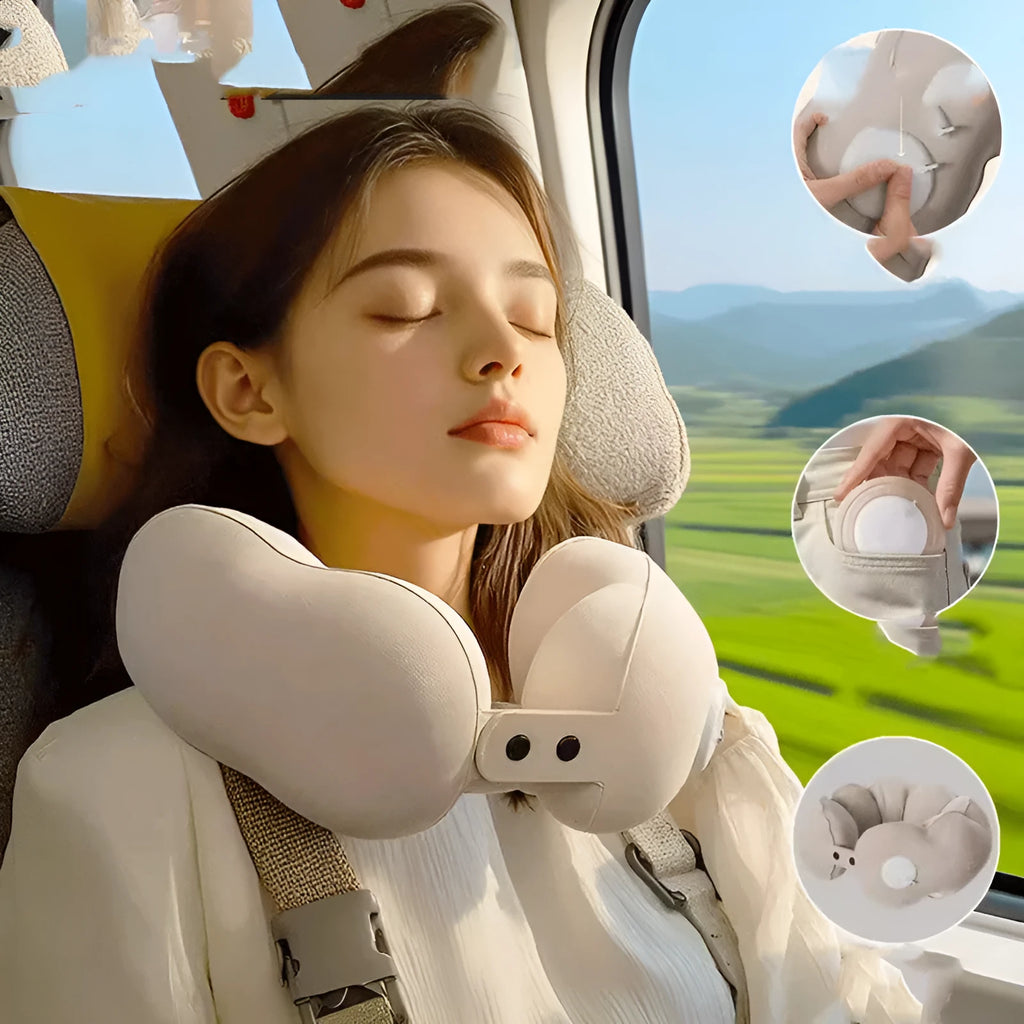 Cartoon cloud bubble design U-shaped travel neck pillow in air packaging