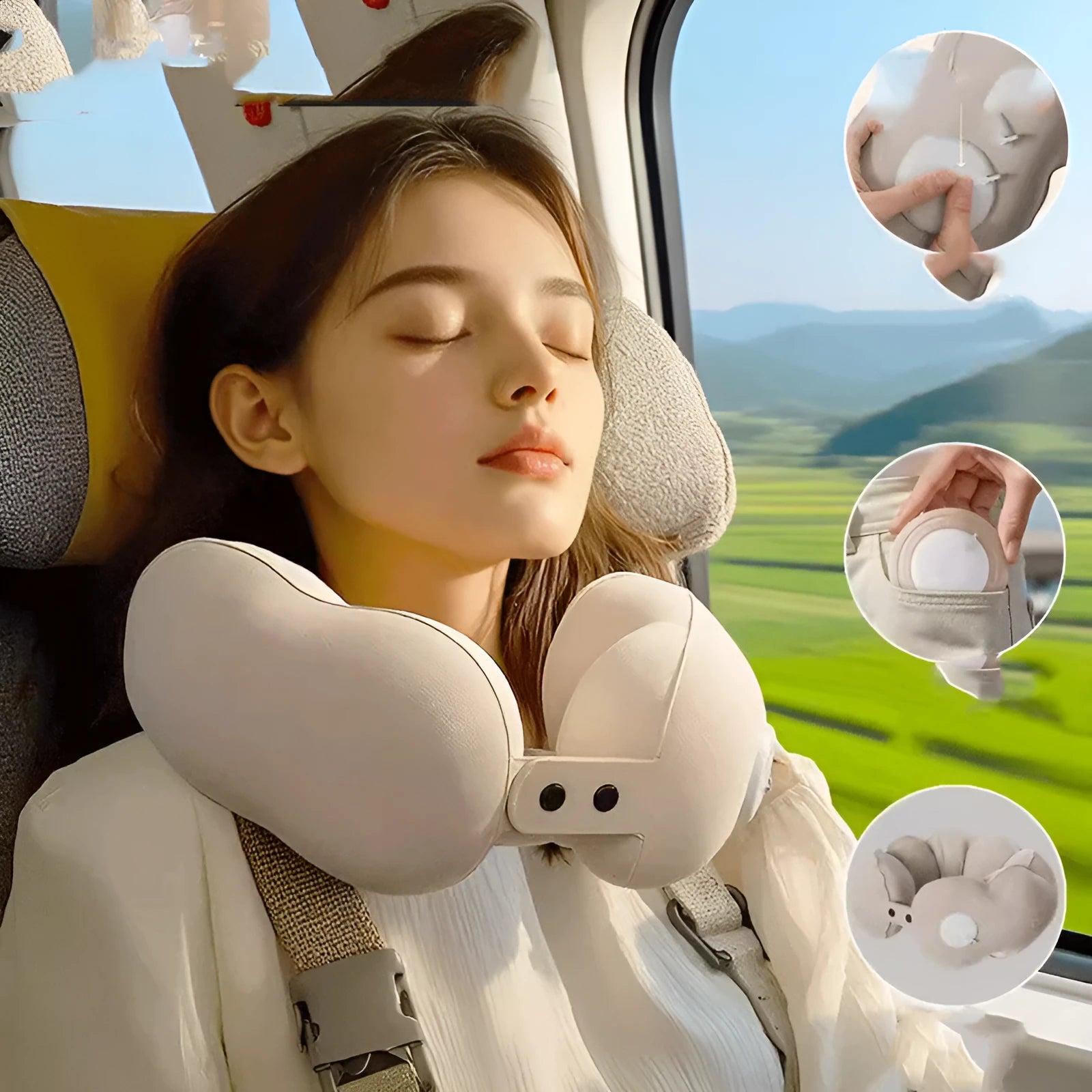 Cartoon cloud bubble design U-shaped travel neck pillow in air packaging