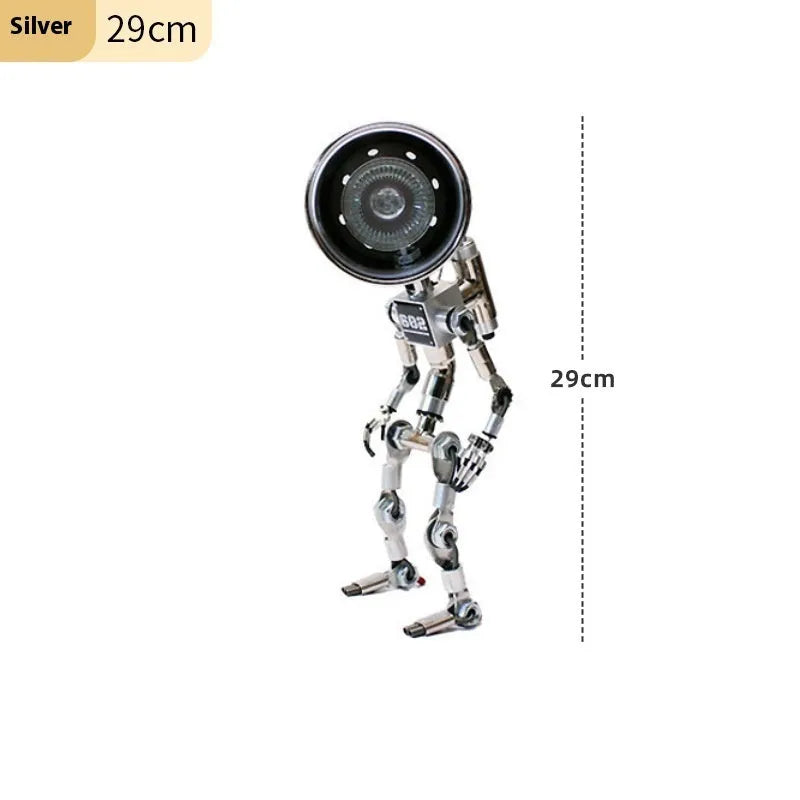 Robot-shaped desk lamp with metallic finish for study lighting