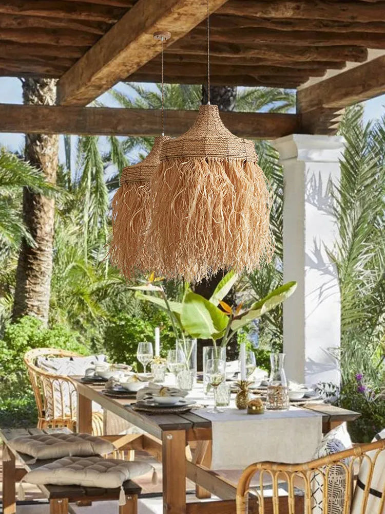 50cm diameter retro restaurant chandelier with wild vetch and willow weaving southeast Asian style