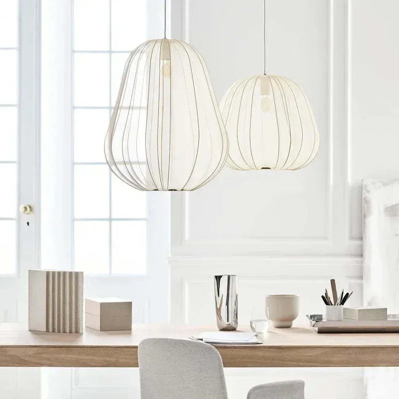 Japanese-style spherical ceiling lamp with an open iron branch design, hanging with a grey-blue finish and an LED light inside.