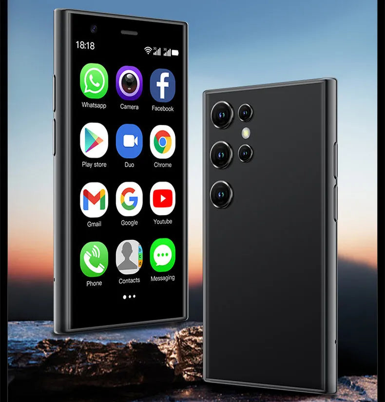 S23PRO XS15 mini Android smartphone in black, green, or pink purple with a straight-plate design.
