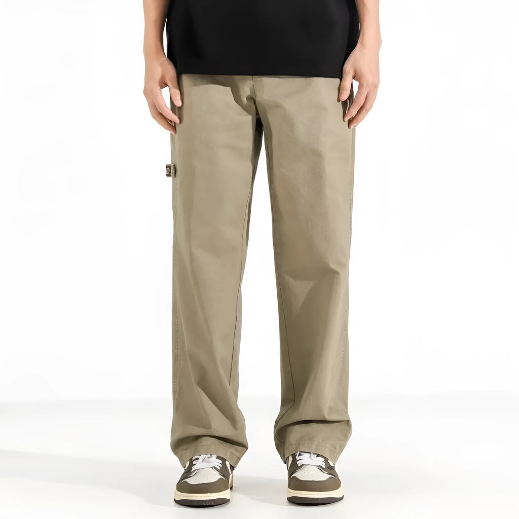 All-match loose wide-leg pants in black drawstring mid-waist style