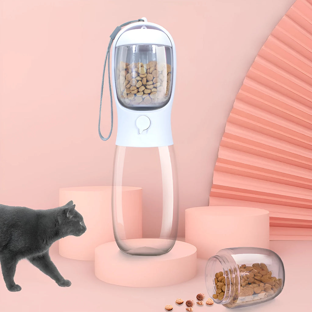 Cat and dog outdoor portable brigade kettle water cup in milk white – 550ml detachable dual-purpose plastic pet cup