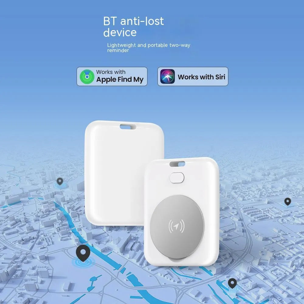 White ABS plastic pet tracking device for Apple users with portable wearing design