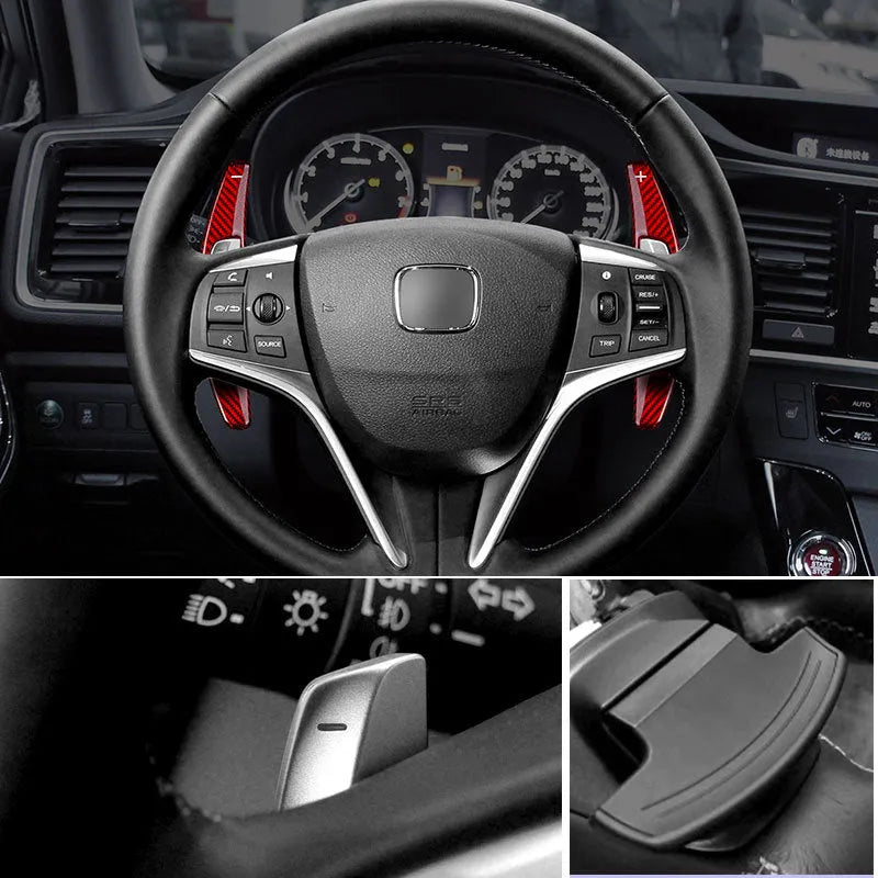 Pair of black carbon fibre shift paddles for 11th gen Honda Civic 170x35x8mm