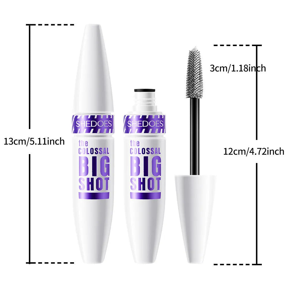 White waterproof and sweat-proof mascara tube with 10ML net content for curling eyelashes.