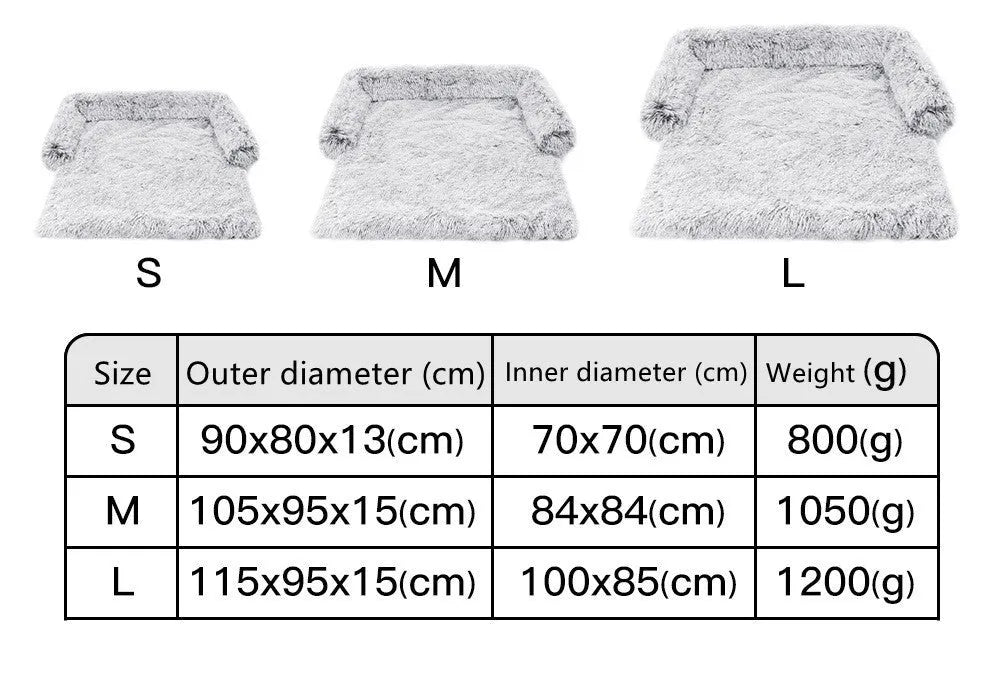 Plush kennel pet bed in grey with PP cotton fill, dual use as sofa bed for dogs and cats