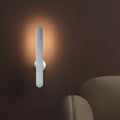 Geometric desk lamp with magnetic base and touch controls in white or khaki finish