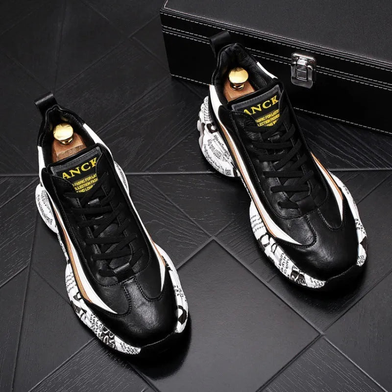 Pair of casual men's high-top sneakers in microfiber, black colour with colour-matched detailing