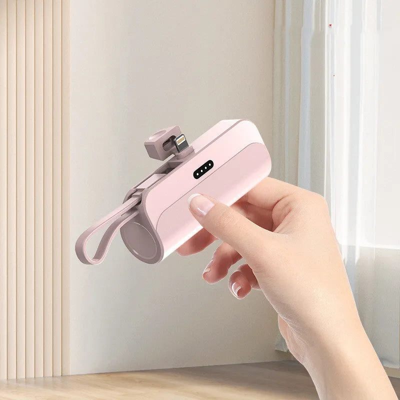 Capsule 20W fast charge folding bracket 5000mAh mini power bank in grey with built-in cables
