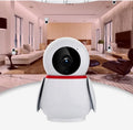 White wireless 360 panoramic indoor camera with pan tilt mechanism and night vision