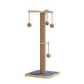 Windmill Hanging Ball Cat Climbing Frame, a 65cm tall pinewood tower with carpet leather and a dangling toy ball.