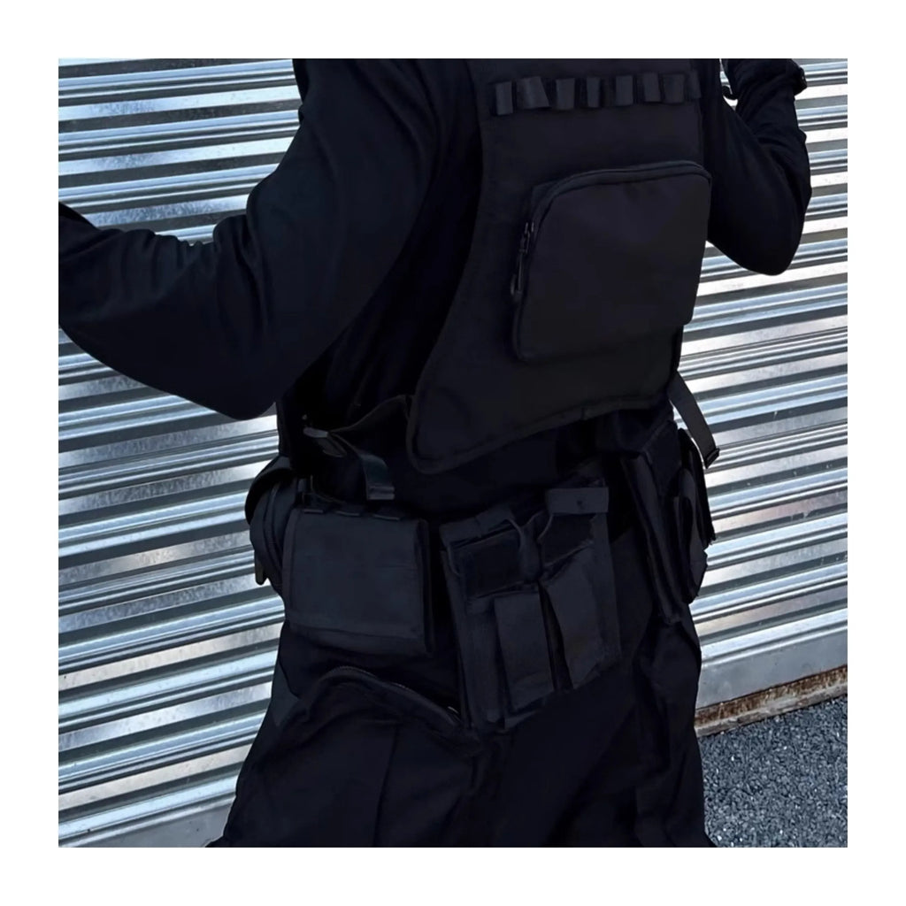 Black detachable multifunctional tactical belt with fabric and alloy buckle for men and women