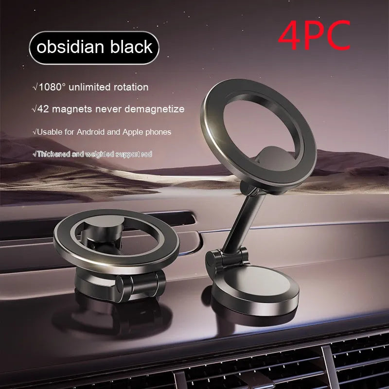 All-metal magnetic car phone mount in Qian colour with foldable dashboard holder design