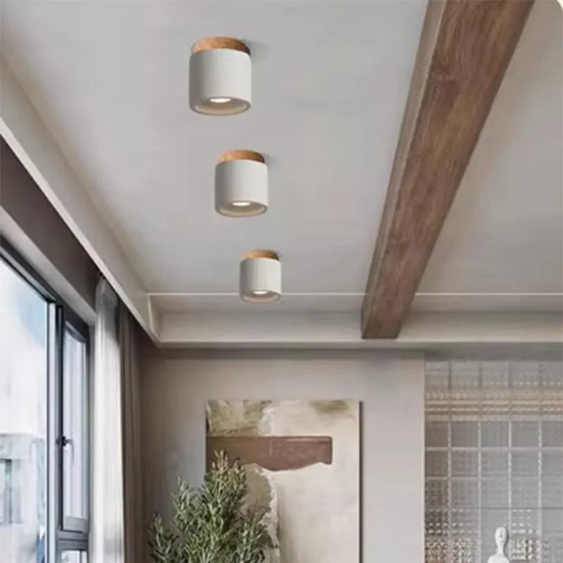 Cement Japanese-style log silent corridor ceiling lamp in White Sandstone colour for restaurant use