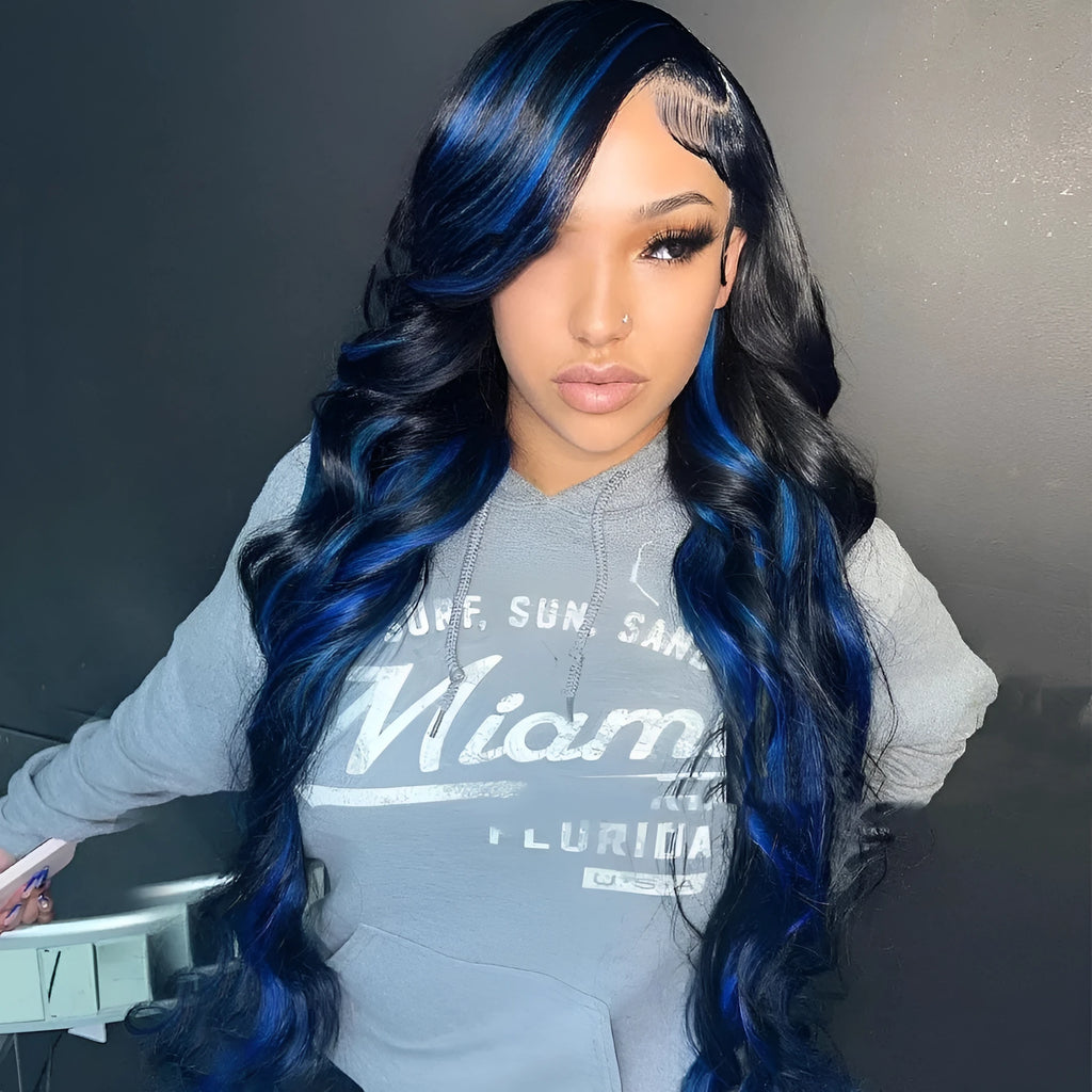 Human hair lace front wig with 4x4 lace headgear in star fashion style showing natural hairline