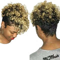 Women's short synthetic wig with simple rolls style in Kanekalon fibre, shown in H002 Gold colour