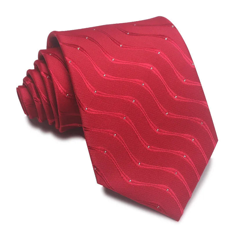 8cm wide striped polyester jacquard business tie in arrow shape