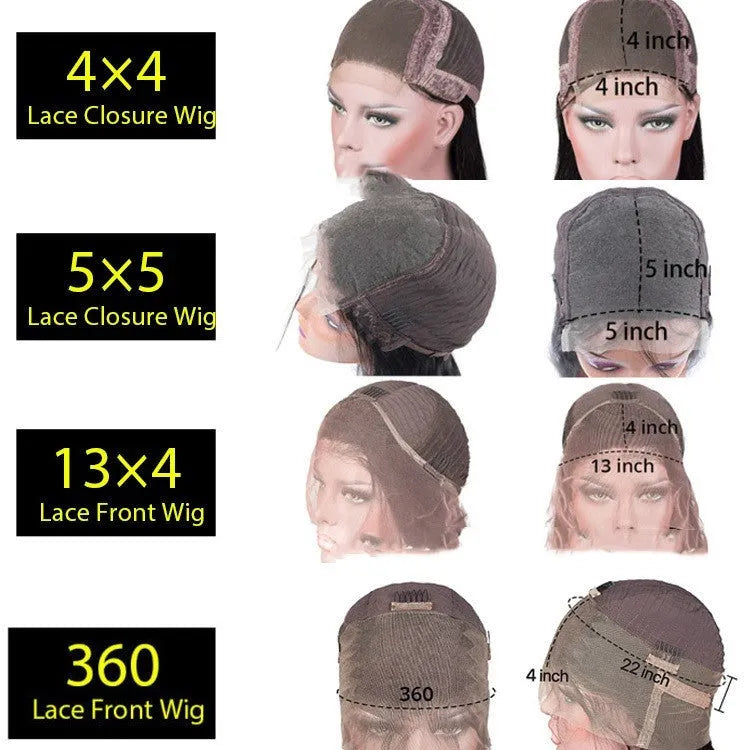 Human hair lace front wig with 4x4 lace headgear in star fashion style showing natural hairline
