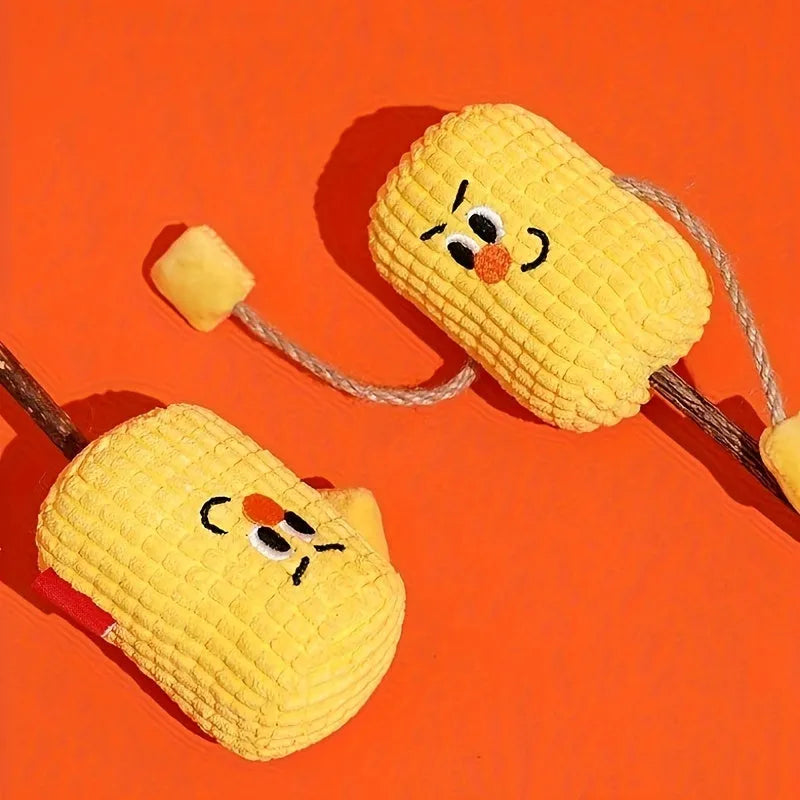 Polio wood corn cob cat chew toy with catnip, 15 cm long.