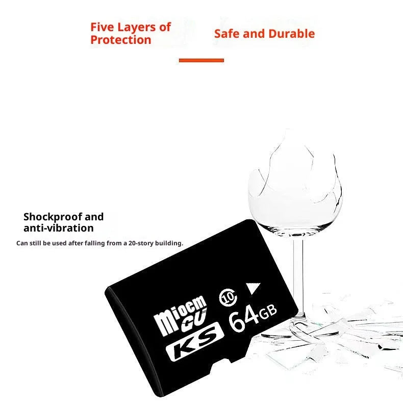 Black KS series TF memory card with C10 high-speed rating for mobile phones and cameras