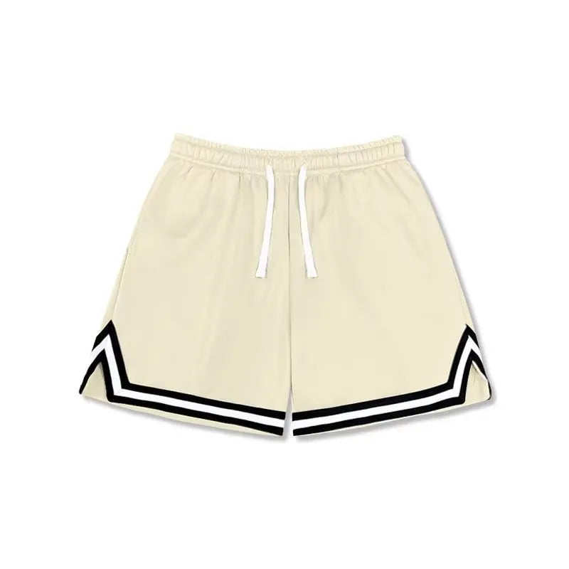 Men's loose-fit polyester summer shorts in multiple colours on a neutral background.