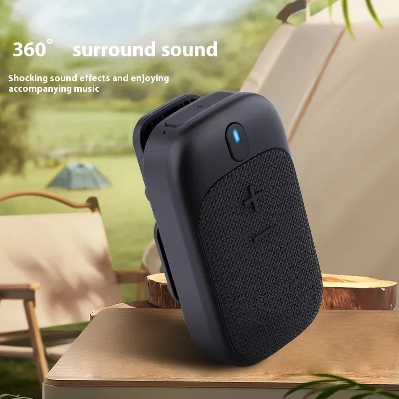 Lewoke black mini portable Bluetooth speaker for hiking, camping, and running with subwoofer