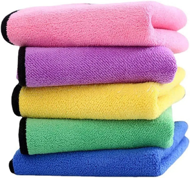 Yellow thickened absorbent coral fleece car wipes 5-piece set for cleaning