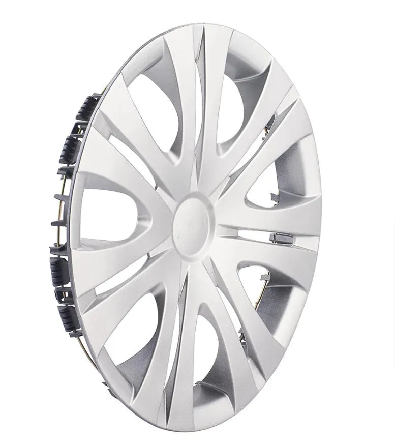 Universal monochrome ABS plastic wheel hub cover in silver, black, and electroplating finishes.
