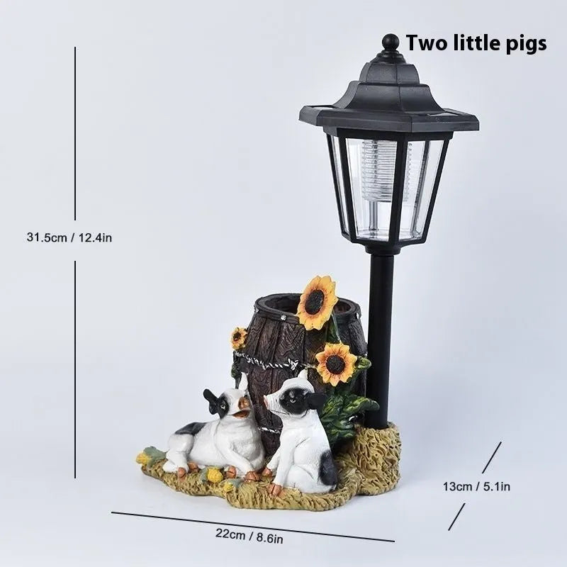 Solar hexagonal garden lamp with American country style design in synthetic resin construction