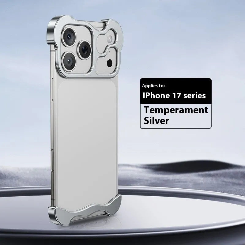 Metal frameless matte phone case for iPhone17 series in black colour