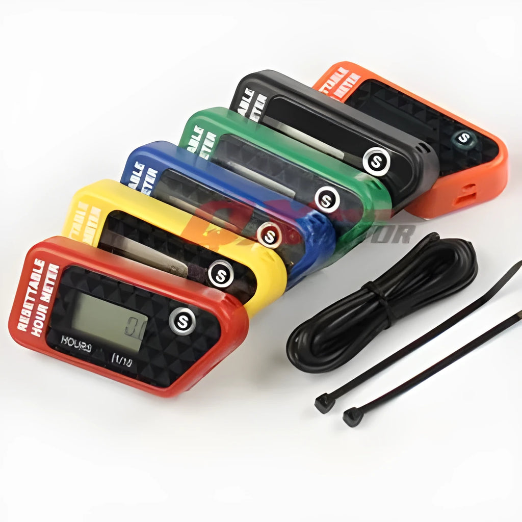 Black waterproof LCD single timing maintenance reminder timer for vehicles and machinery.