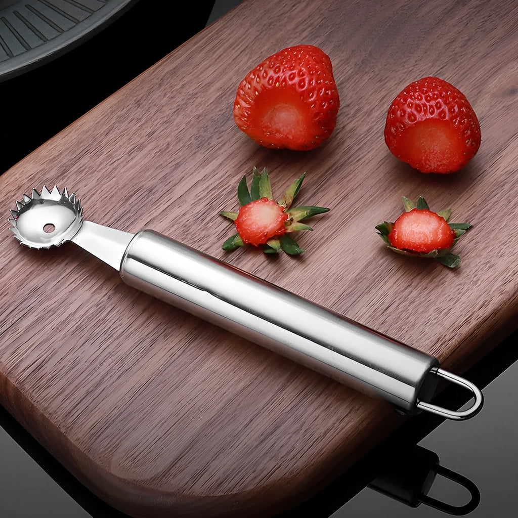 Stainless steel strawberry stem remover with modern minimalist style for removing strawberry pedicles