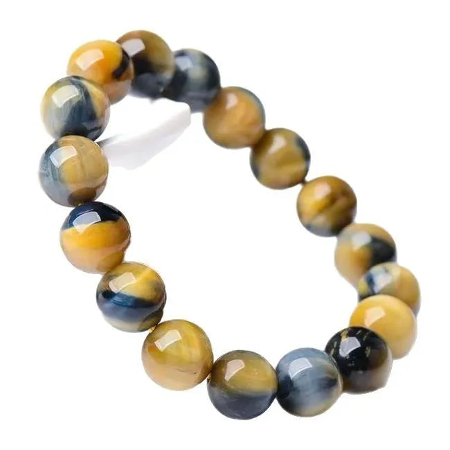 Fantasy tiger eye agate bracelet with round beads in a geometric unisex design