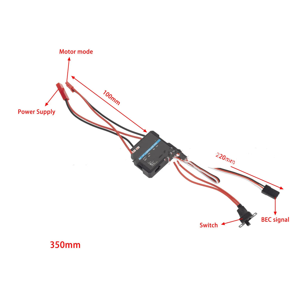 Small Boat 40A miniature brushed electronic speed controller for 1/16 RC trucks.