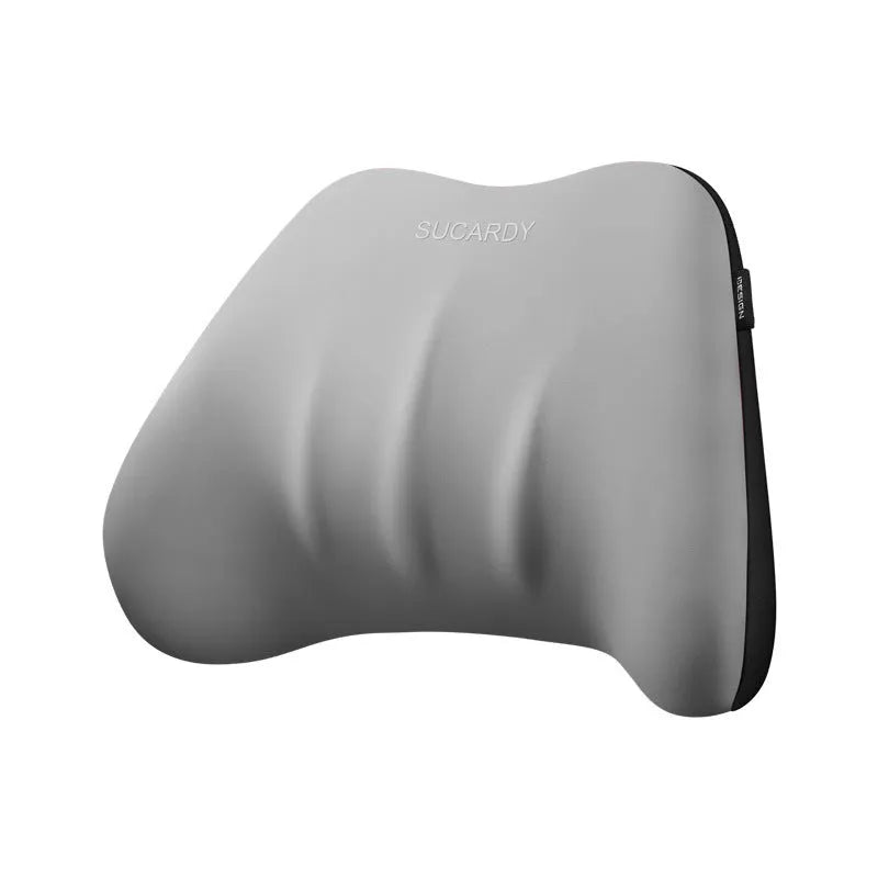Memory foam lumbar support pillow and headrest car cushion in black colour on a car seat