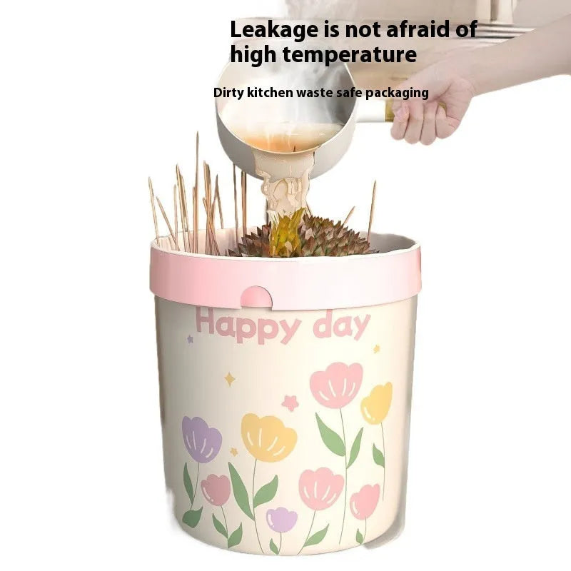 Pink drawstring degradable garbage bags with wormwood, shown in a pack, dimensions 44cm by 48cm.