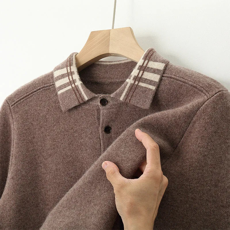 Men's gray cashmere jacquard pullover loose fit thick winter long sleeve light business top
