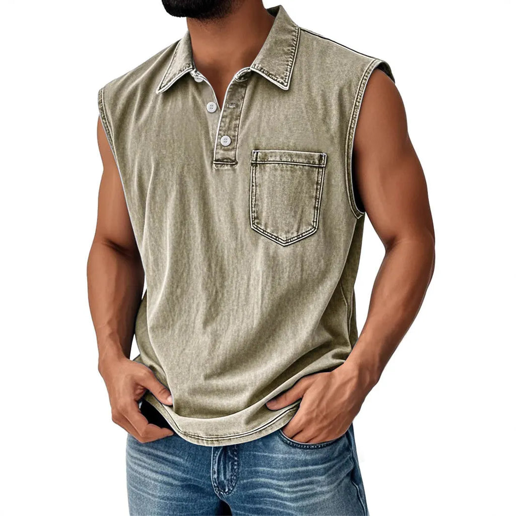 Men's polo shirt with 3D digital printing design, button front, and short sleeves in loose fit