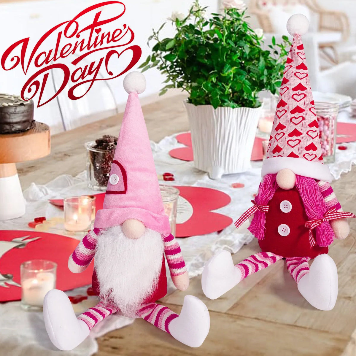 20 inch cloth faceless doll ornament for Valentine's Day and holiday desktop decoration