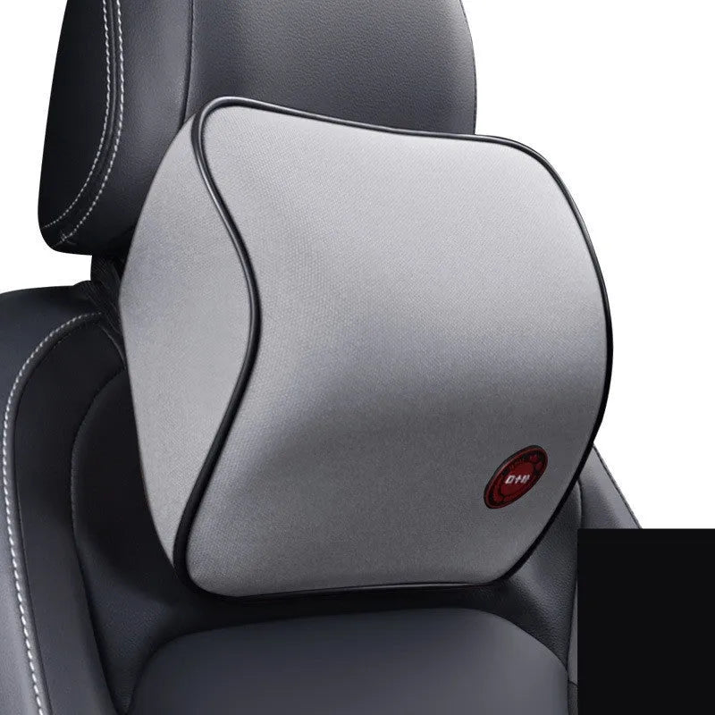 Car headrest neck protector and waist support set in black, coffee, grey or red, bamboo charcoal memory cotton, 0.9kg