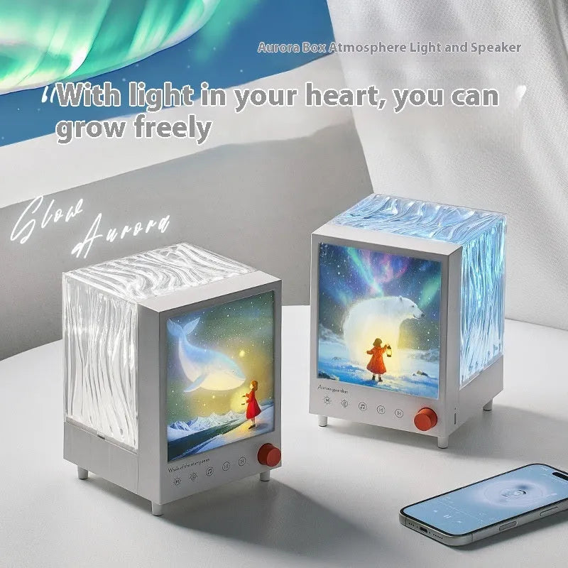 Aurora Treasure Box atmosphere projection lamp showing Star Sea Whale light effect.