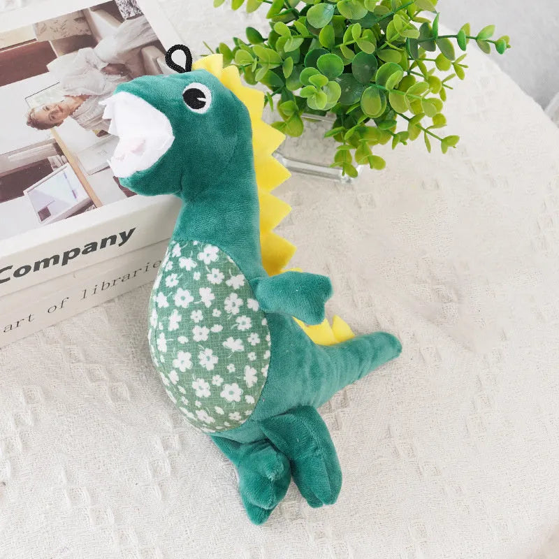 Green plush squeaky puppy chew toy, 26cm x 14cm and 80g, for small dog gnawing and play