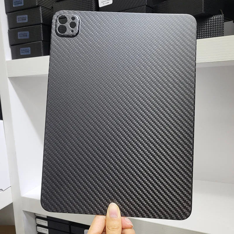 Carbon fibre hard protective case for iPad Pro 11 with embossed plaid design